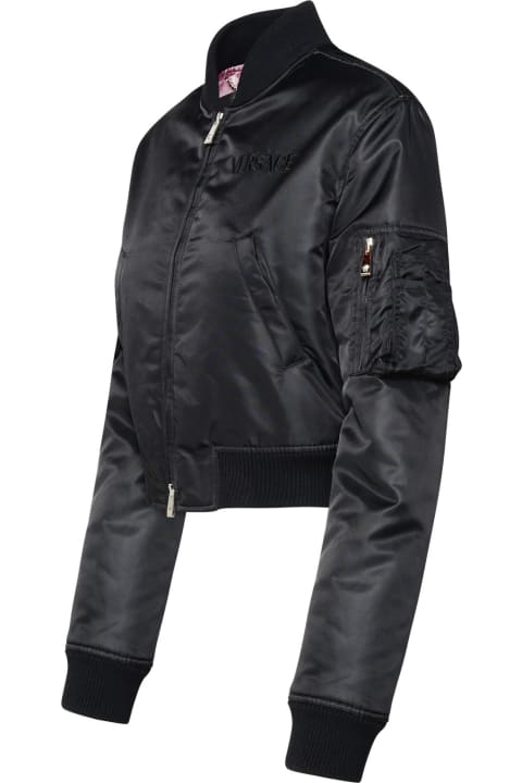 ウィメンズ Versaceのコート＆ジャケット Versace Black Nylon Bomber Jacket