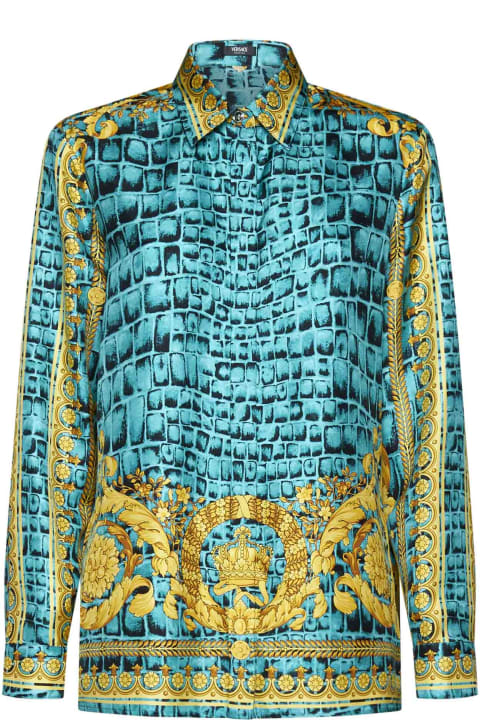 Versace Clothing for Women Versace 'baroccodile' Multicolored Silk Shirt