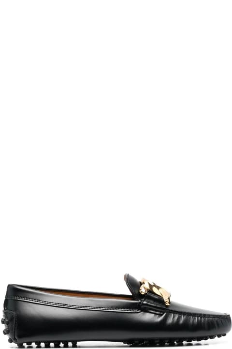 Kate Black Leather Loafers With Chain Detail Tod's Woman