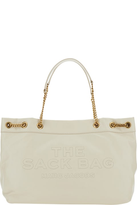 Marc Jacobs for Kids Marc Jacobs 
the Sack Bag
 White Shoulder Bag With Logo Embossed On The Front In Leather Woman