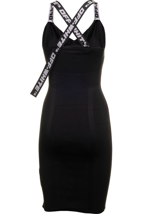 Off White Women's  Black Fabric Dress With Logoed Shoulder Straps