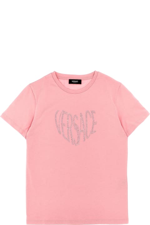Versace Topwear for Girls Versace Rhinestone Logo T-shirt