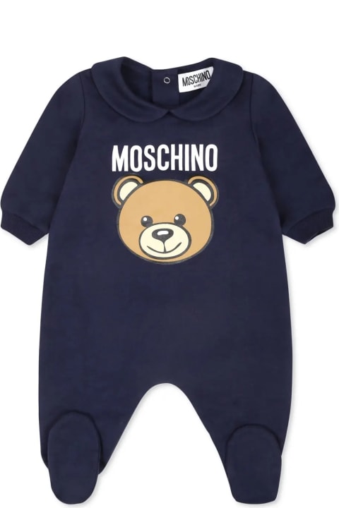 Moschino أطقم وبودي سوت لـ رُضع بنات Moschino Blue Teddy Bear Playsuit