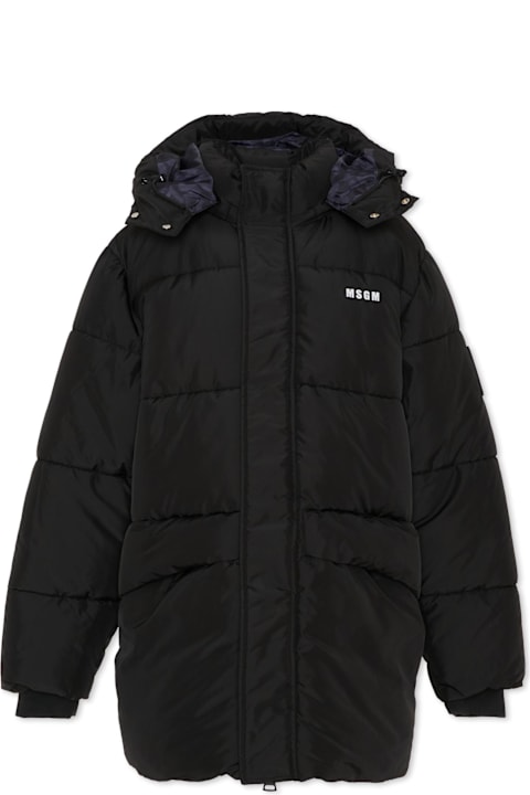 Homeware MSGM Black Down Jacket For Kids With Logo