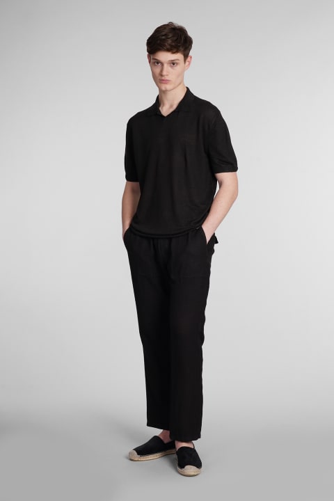 120% Lino Topwear for Men 120% Lino Polo In Black Linen