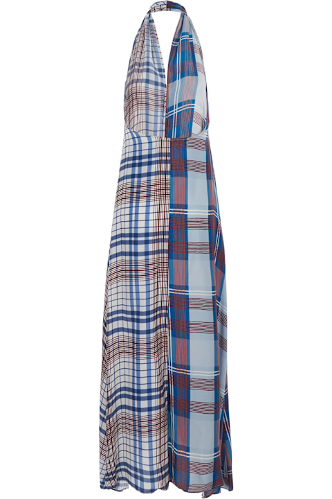 Jucca Clothing for Women Jucca Multicolor Sleeveless Dress With Halterneck And All-over Check Motif In Viscose Woman