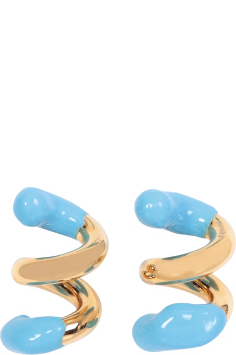 Sunnei for Women Sunnei Fusillo Rubberized Gold/ Light Blue Earrings