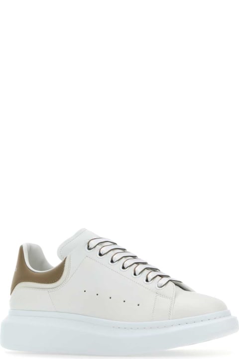 Alexander McQueen Shoes for Men Alexander McQueen White Leather Sneakers With Dove Grey Leather Heel