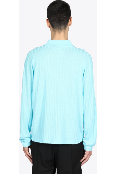 Polo Light blue rib-knit polo shirt