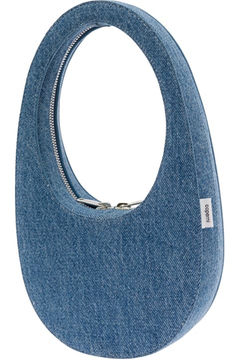 Coperni for Women Coperni 'mini Swipe' Light Blue Handbag With Embossed Logo In Denim Woman