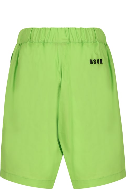 Fashion for Kids MSGM Green Shorts For Girl With Logo