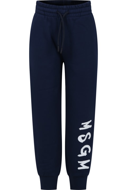 Bottoms for Boys MSGM Blue Trousers For Kids With Logo