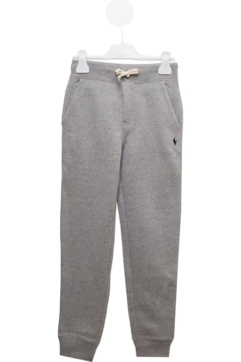 Ralph Lauren Jumpsuits for Girls Ralph Lauren Grey Jogger Pants With Logo Embroidery And Drawstring In Cotton Blend Boy