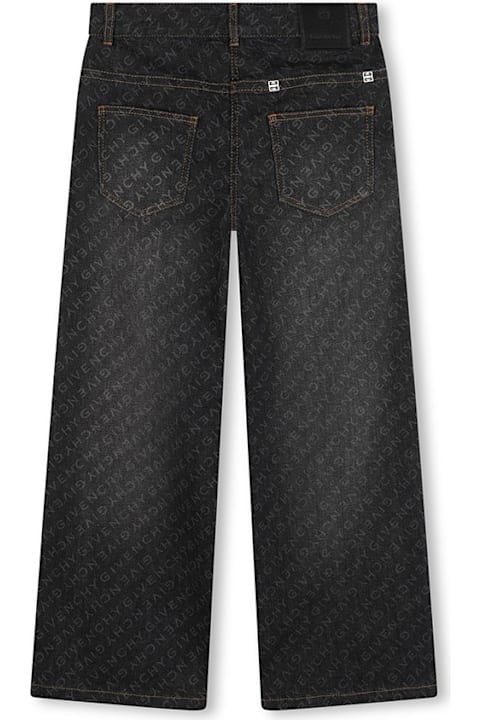 Givenchy Bottoms for Girls Givenchy Black Straight Jeans With All-over Logo Print