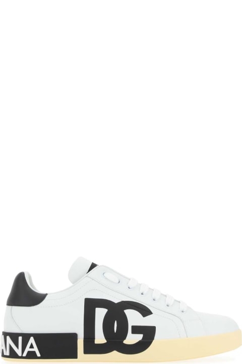 Sneakers for Men Dolce & Gabbana White Nappa Leather Portofino Sneakers
