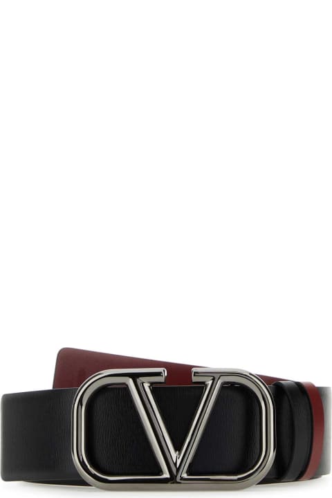 Valentino Garavani Belts for Men Valentino Garavani Black Leather Vlogo Signature Belt
