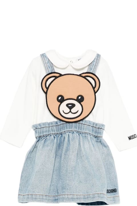 Homeware Moschino Moschino Kids Denim Dress With Teddy Bear Appliqué