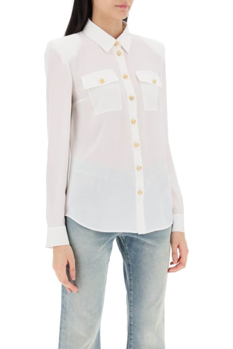 Balmain Topwear for Women Balmain Silk Shirt With Padded Shoulders