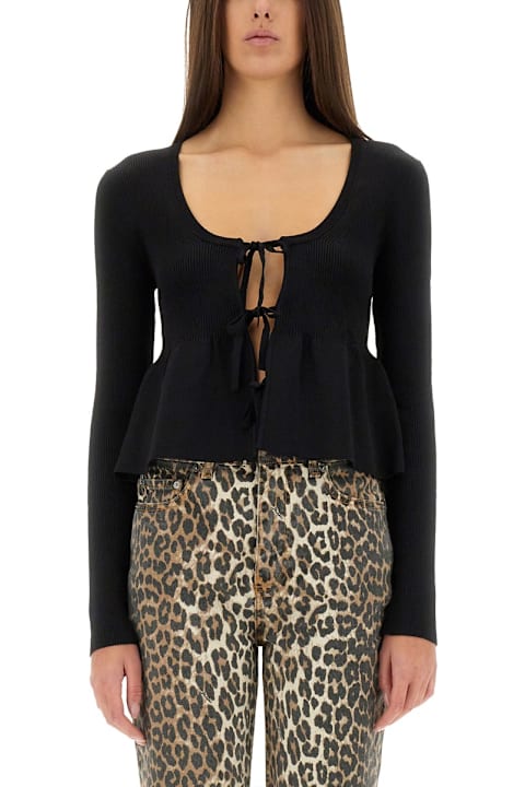 Ganni Sweaters for Women Ganni Peplum Hem Cardigan