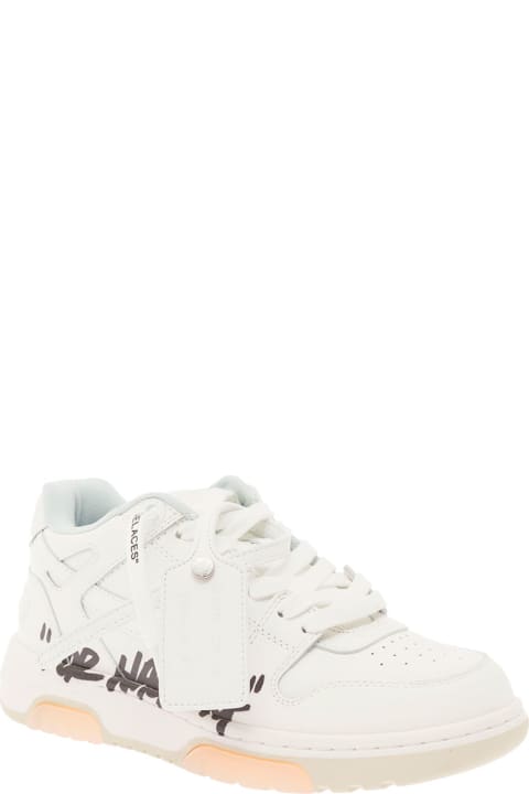 Out Of Office "for Walking" White Leather Sneakers Off White Woman