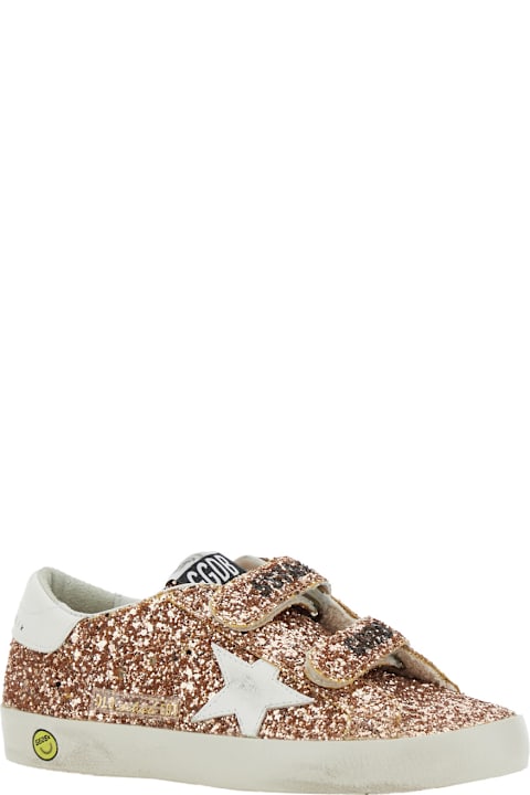 Fashion for Girls Golden Goose 'old School' Brown Rhinestoned Sneakers With Logo Patch On The Tongue In Cotton Blend Girl