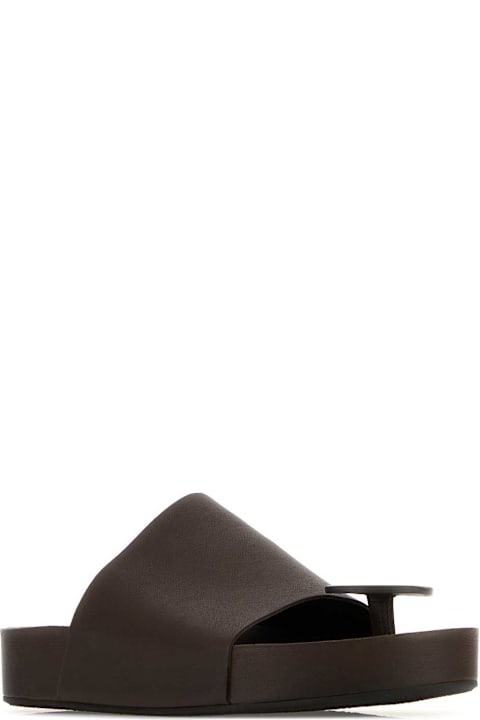 Uma Wang Dark Brown Leather Thong Slippers