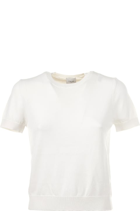 Cruna Clothing for Women Cruna White Cotton Thread T-shirt