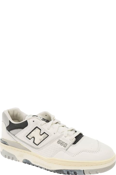 インテリア New Balance '550' White And Grey Low Top Sneakers With Logo And Contrasting Details In Leather Man