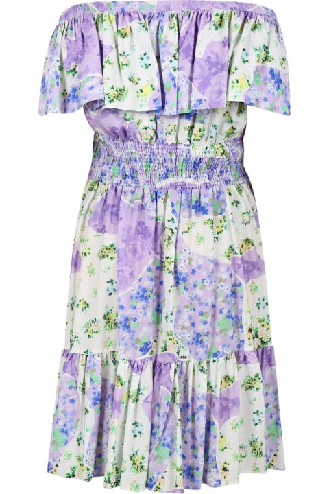 Fashion for Girls MSGM Purple Dress For Girl With Floral Print