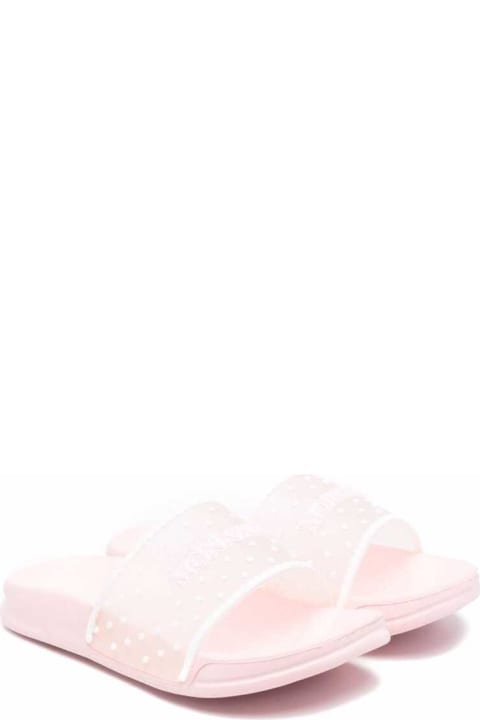 Monnalisa Kid's Girl's Pink Rubber Slide Sandals With  Logo
