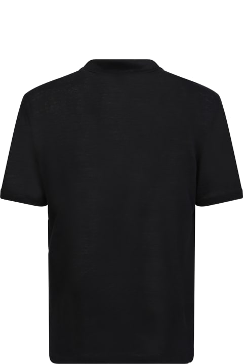 Lardini for Men Lardini Linen Polo Black Shirt