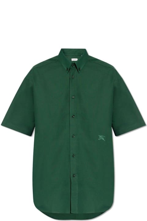 Shirts for Men Burberry Logo-embroidered Short Sleeved Shirt