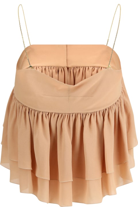 Homeware Chloé Sleeveless Ruffled Top In Silk Georgette