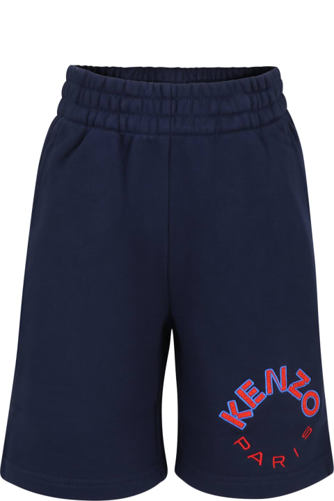 Kenzo Kids Bottoms for Boys Kenzo Kids Blue Shorts For Boy With Logo