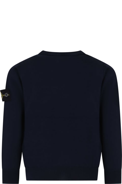 Stone Island Junior for Kids Stone Island Junior Blue Sweater For Baby Boy With Compass