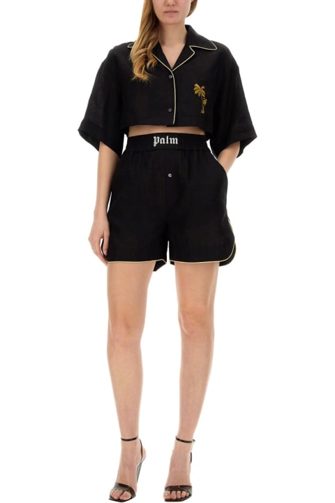 Palm Angels for Women Palm Angels Cropped Bowling Shirt