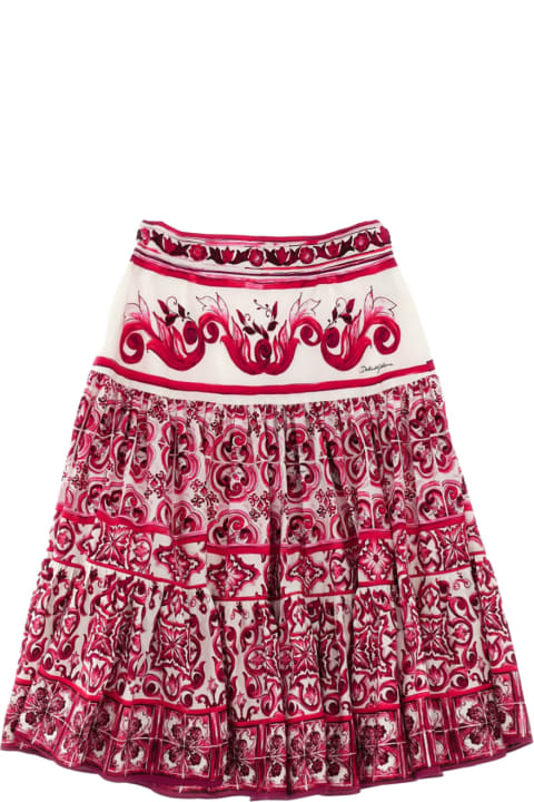 Bottoms for Girls Dolce & Gabbana Long Skirt With Fuchsia Majolica Print