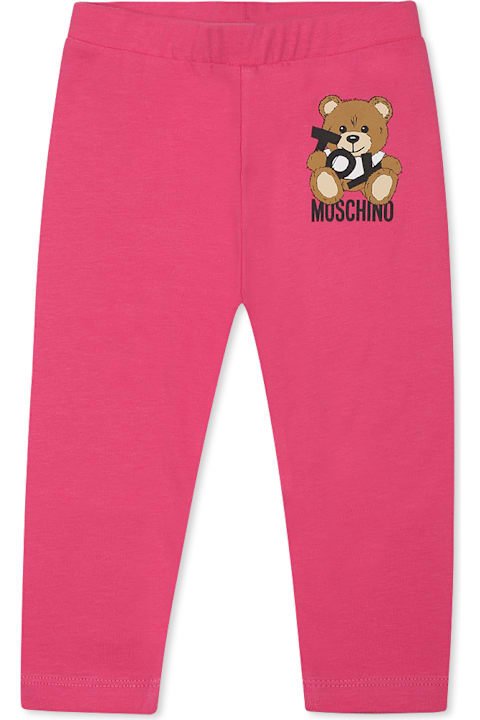 Moschino Bottoms for Baby Boys Moschino Fuchsia Legging For Baby Girl With Teddy Bear