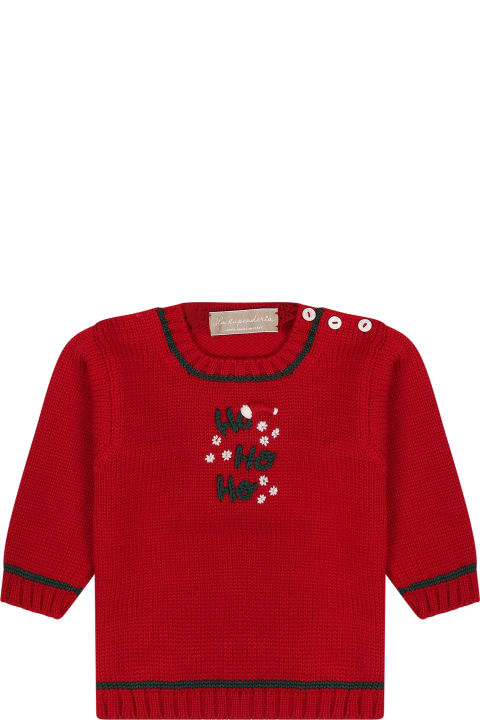 La stupenderia Sweaters & Sweatshirts for Baby Girls La stupenderia Red Sweater For Baby Boy With Writing