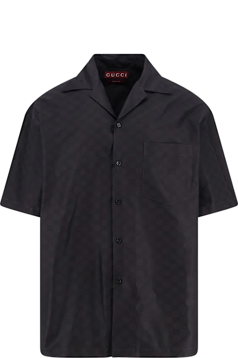 آخر صيحات الموضة من القسم الرجالي Gucci Cotton And Silk Shirt With Allover Gg Logo