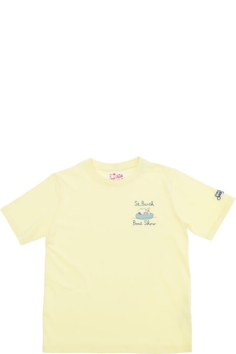 Topwear for Baby Boys MC2 Saint Barth Yellow T-shirt With Snoopy Boat Print In Jersey Baby