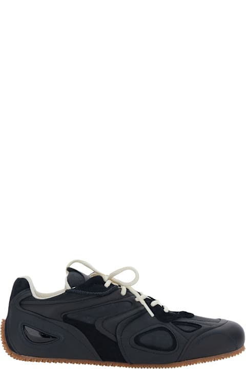 Homeware Axel Arigato 'slow Runner' Black Sneaker With Insert Design And Grooved Sole In Leather And Suede Man