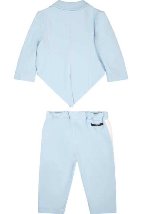 Elegant Sky Blue Suit For Baby Boy With Logo