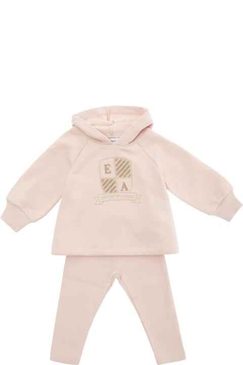 Emporio Armani Bodysuits & Sets for Baby Girls Emporio Armani Pink Tracksuit With Logo Print In Cotton Blend Baby