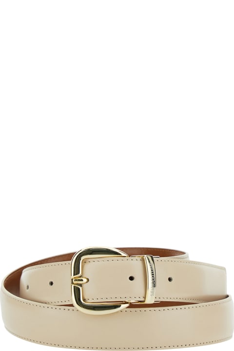 SEMICOUTURE Belts for Women SEMICOUTURE 'gea' Light Beige Belt With Engraved Logo In Leather Woman