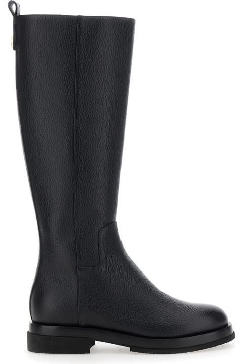 Pollini Shoes for Women Pollini Black Knee-high Boots With Pull-tab And The Heel In Leather Woman