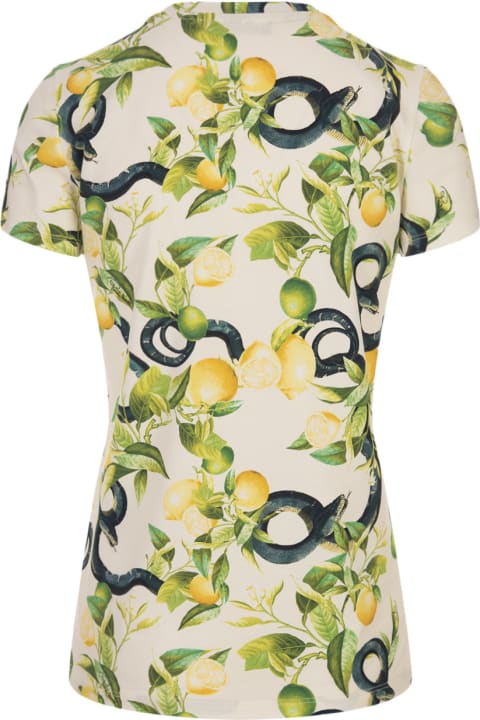 Roberto Cavalli Topwear for Women Roberto Cavalli Ivory T-shirt With Lemons Print