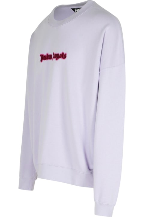 Palm Angels Sweaters for Men Palm Angels 'neon' Lilac Cotton Sweatshirt