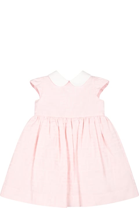 Fashion for Women Fendi Pink Dress For Baby Girl With Double F