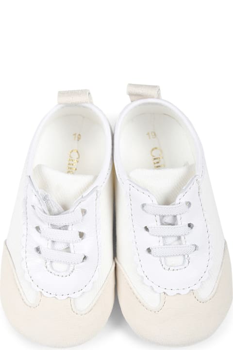 Shoes for Baby Boys Chloé White Lace-ups For Baby Girl With Logo